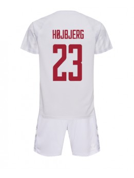 Dänemark Pierre-Emile Hojbjerg #23 Auswärts Trikotsatz für Kinder WM 2022 Kurzarm (+ Kurze Hosen)